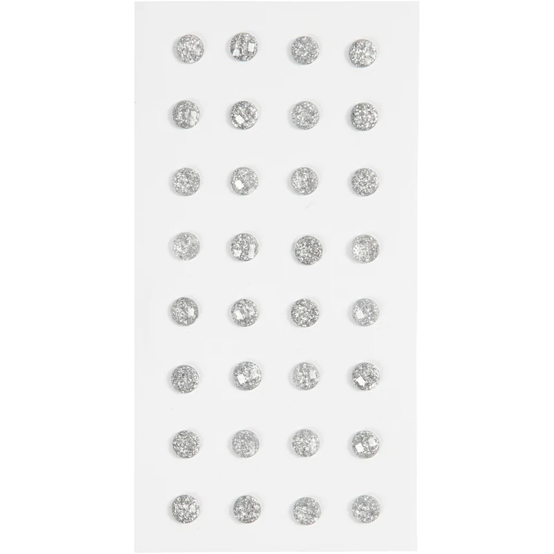 Rhinestones, Dia. 8 mm, silver, 32 st./ 1 förp. [HOB-283818]