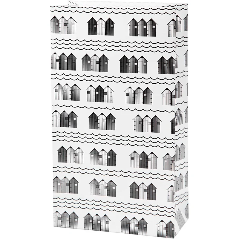 Papperspåsar, H: 21 cm, stl. 6x12 cm, 80 g, svart, vit, 10 st./ 1 förp. [HOB-25363]