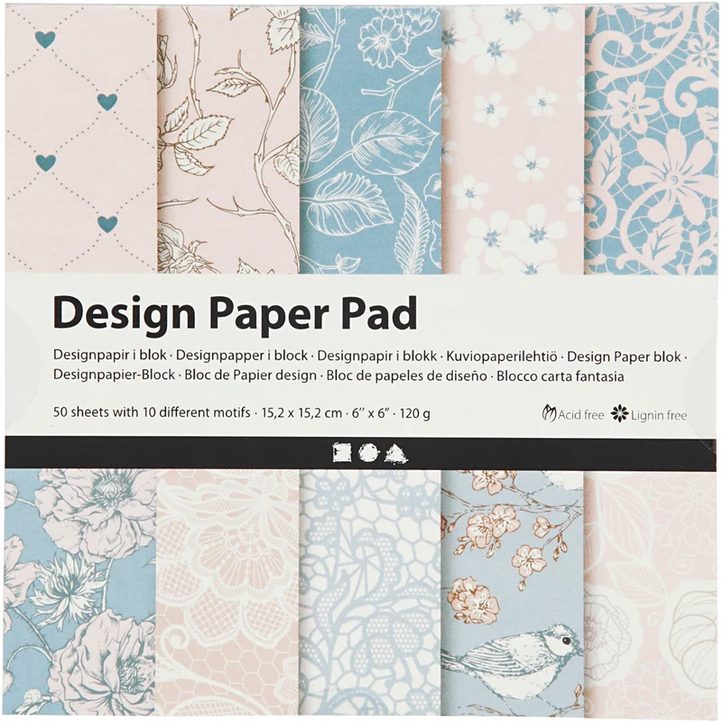 Designpapper, 120 g, rosa, 50 ark/ 1 förp. [HOB-225916]