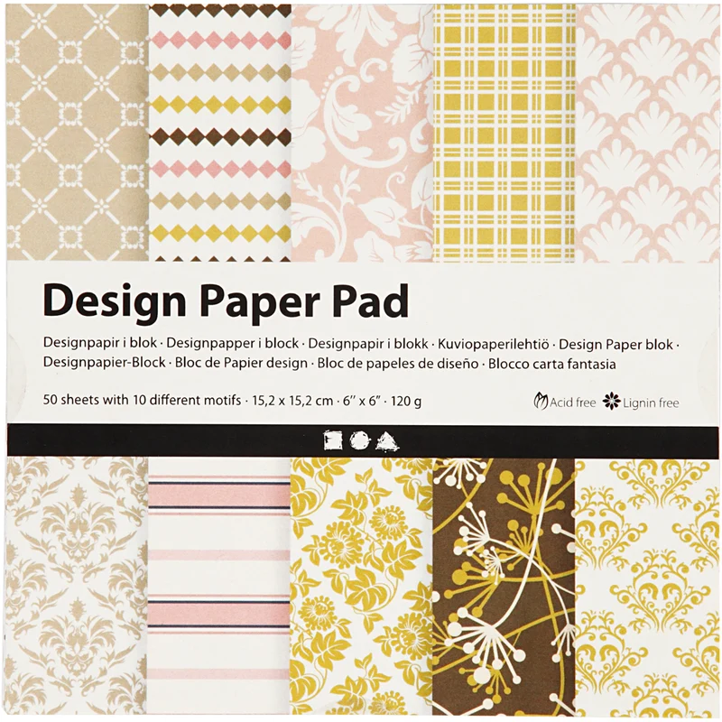 Designpapper, ark 15,2x15,2 cm, 120 g, grön, rosa, 50 ark/ 1 förp. [HOB-225911]