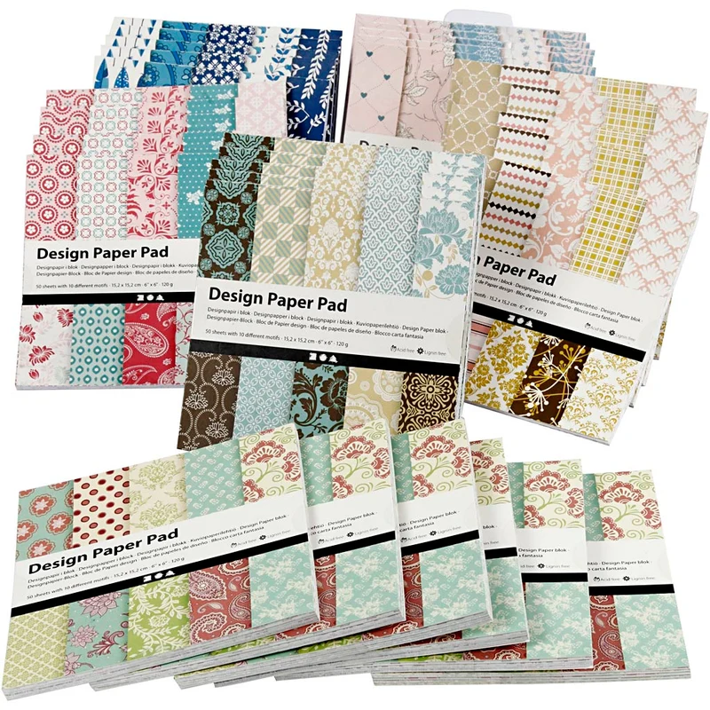 Designpapper, ark 15,2x15,2 cm, 120 g, mixade färger, 6x10 st./ 1 förp. [HOB-22591]