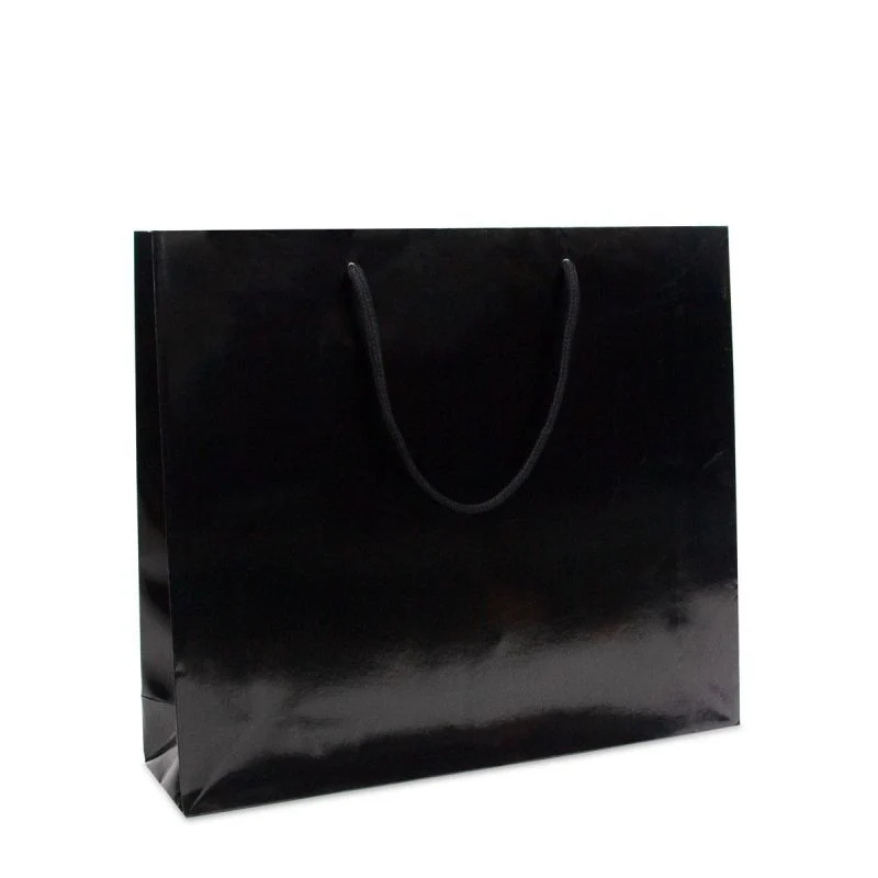 Glansiga Papperskassar 40 + 10 x 35 cm Svart (100 st.) [FP-DPK021]