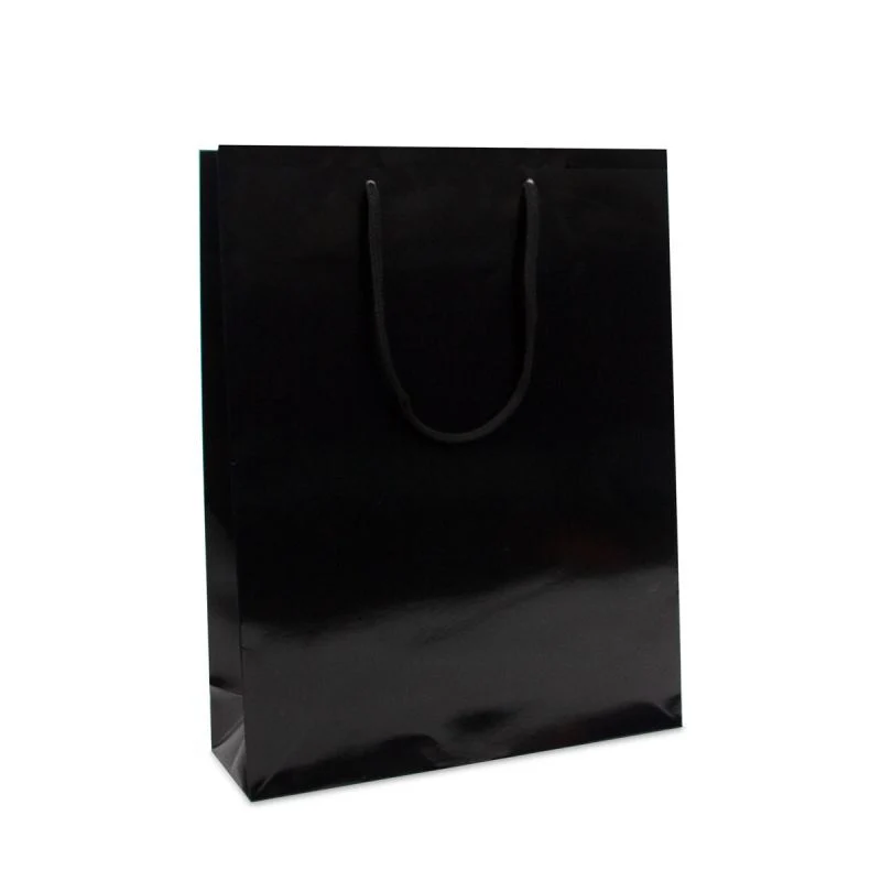 Glansiga Papperskassar 31 + 10 x 40 cm Svart (100 st.) [FP-DPK018]