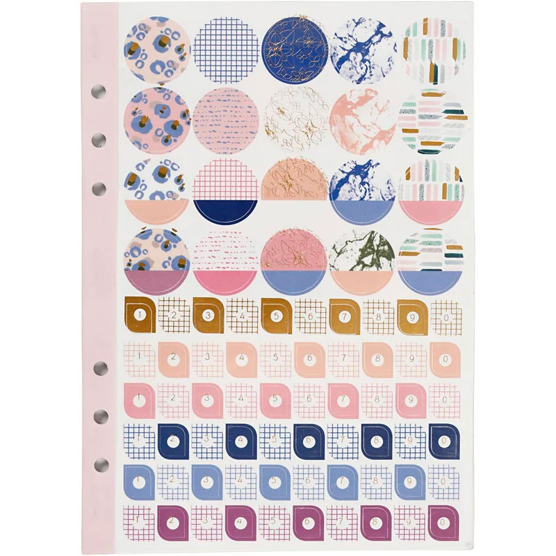 Stickersbok, blommor, A5, guld, lila, rosa, 1 st. [HOB-192658]