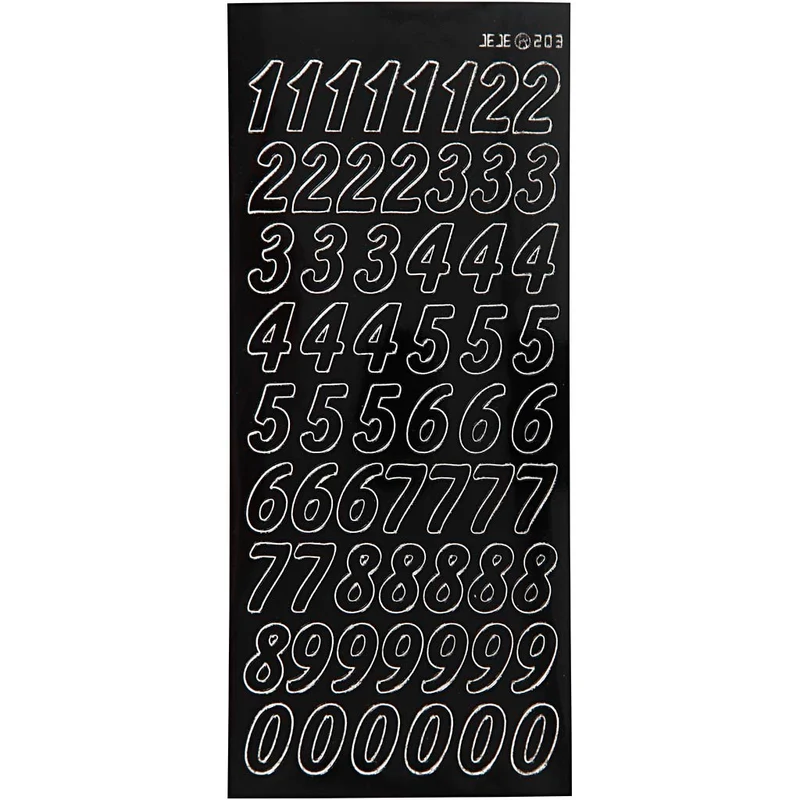 Stickers, stora siffror, ark 10x23 cm, svart, 1 ark [HOB-170291]