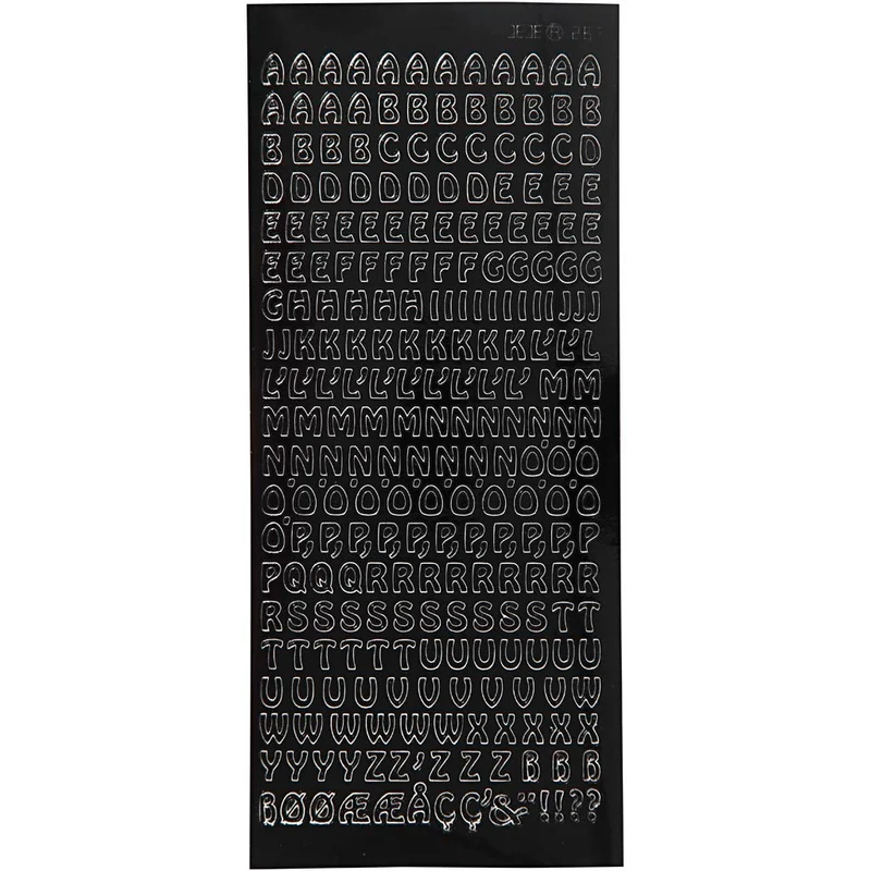 Stickers, små beställningar, versaler, ark 10x23 cm, svart, 1 ark [HOB-170289]