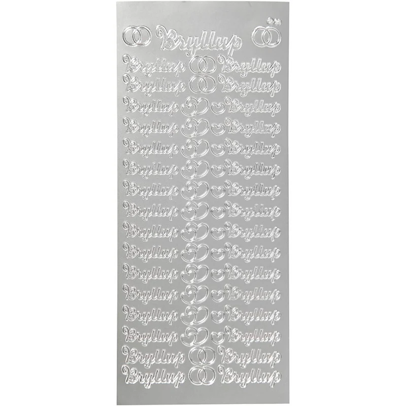 Stickers, bryllup, ark 10x23 cm, silver, 1 ark [HOB-170279]