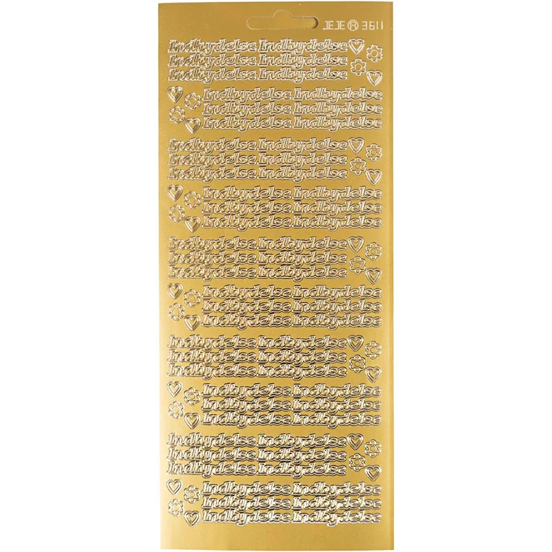 Stickers, indbydelse, ark 10x23 cm, guld, 1 ark [HOB-170268]