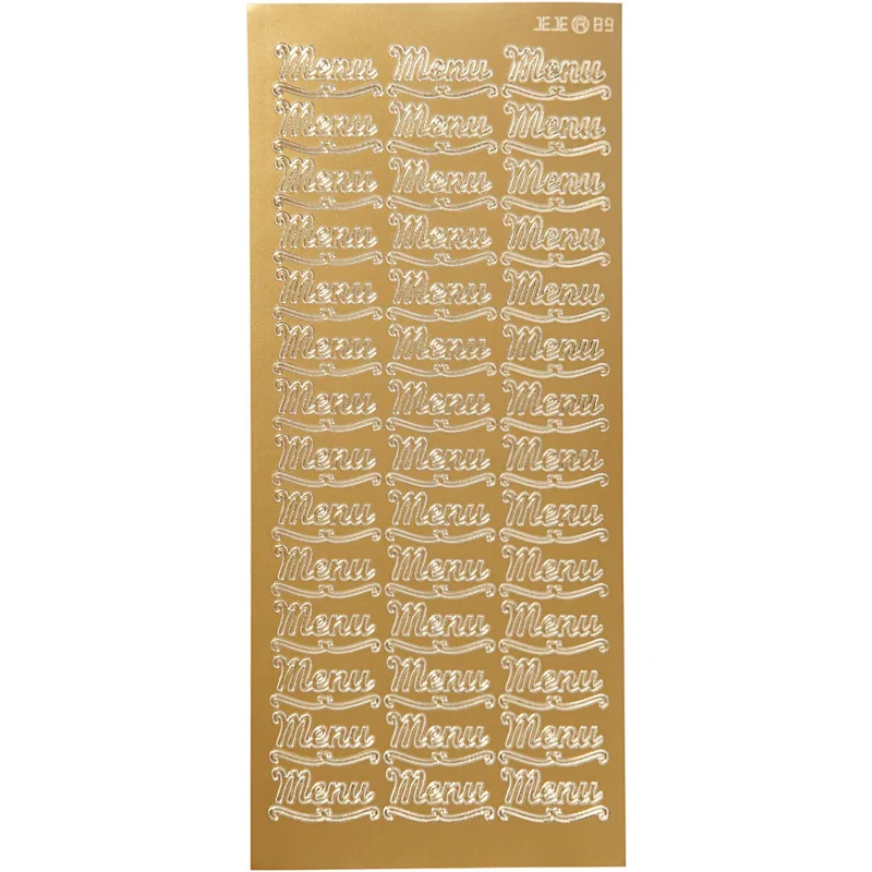 Stickers, menu, ark 10x23 cm, guld, 1 ark [HOB-170264]