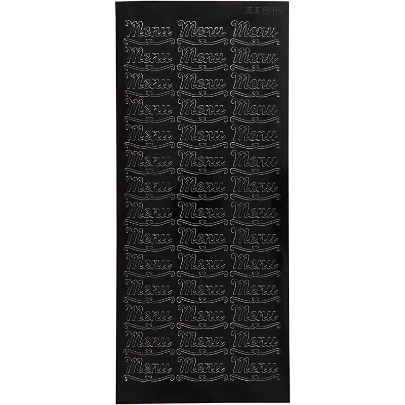 Stickers, menu, ark 10x23 cm, svart, 1 ark [HOB-170263]