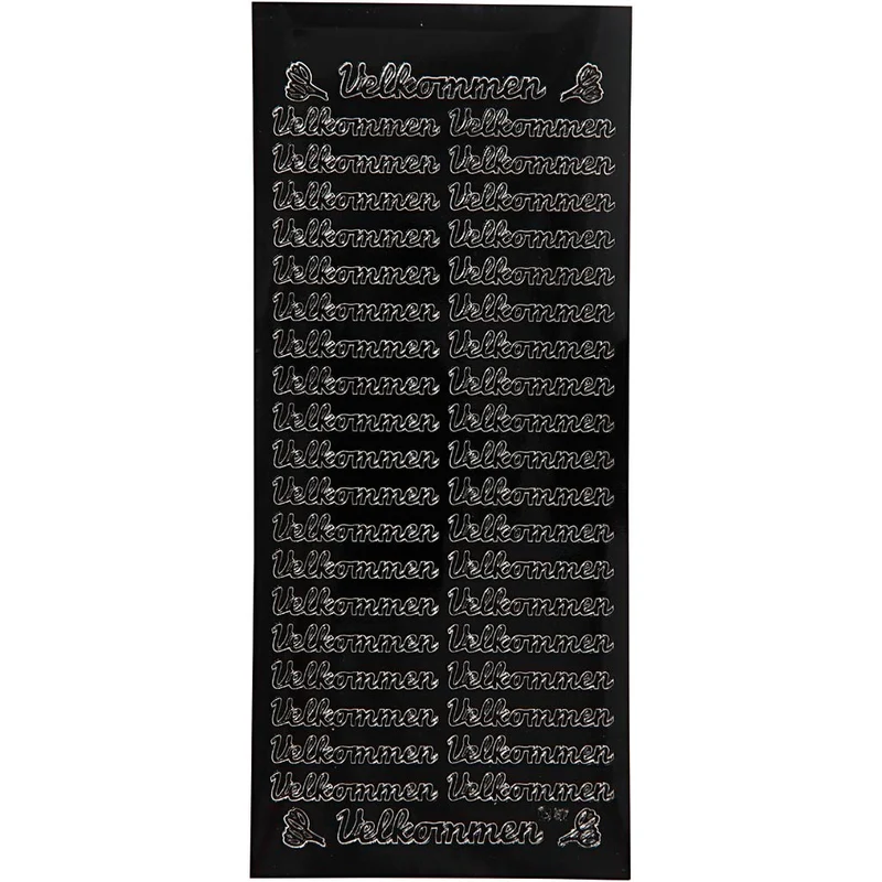 Stickers, velkommen, ark 10x23 cm, svart, 1 ark [HOB-170260]