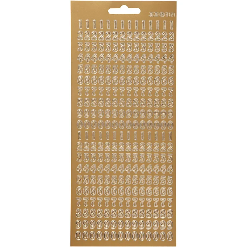 Stickers, siffror, ark 10x23 cm, guld, 1 ark [HOB-170220]