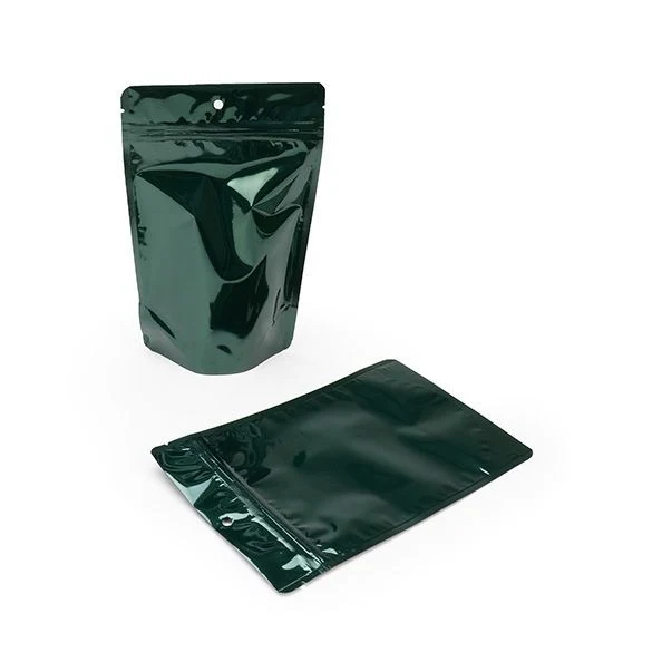 Stå upp påsar Grön 13x7x20.5cm | 113 gram med upphängningshål (100 st) [ZBGM3HGH]