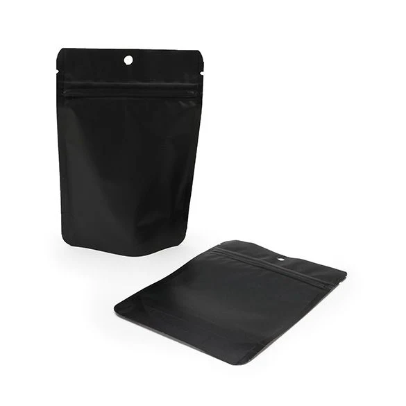 Stå upp påsar Matt Black 10x6x15cm | 57 gram med upphängningshål (100 st) [ZBGM2MBH]
