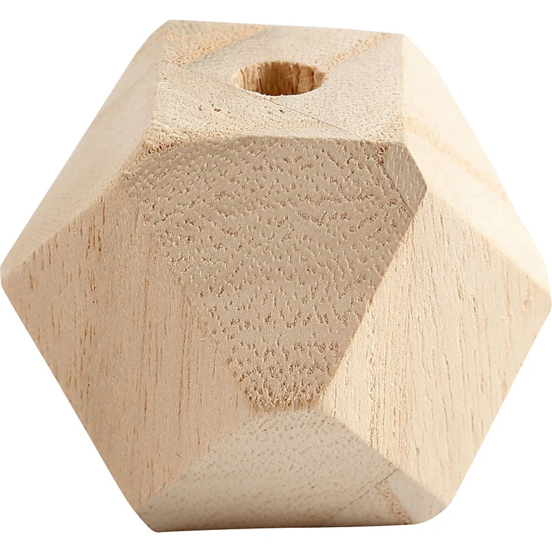 Facettslipade träpärlor, B: 43 mm, Hålstl. 8 mm, 3 st./ 1 förp. [HOB-56126]