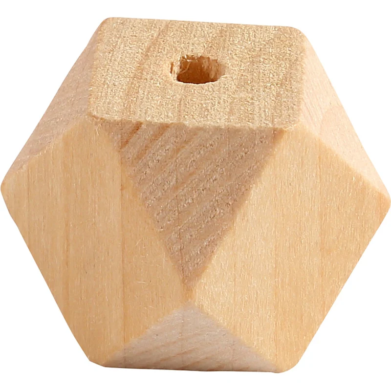 Facettslipade träpärlor, B: 20 mm, Hålstl. 3 mm, 6 st./ 1 förp. [HOB-56125]