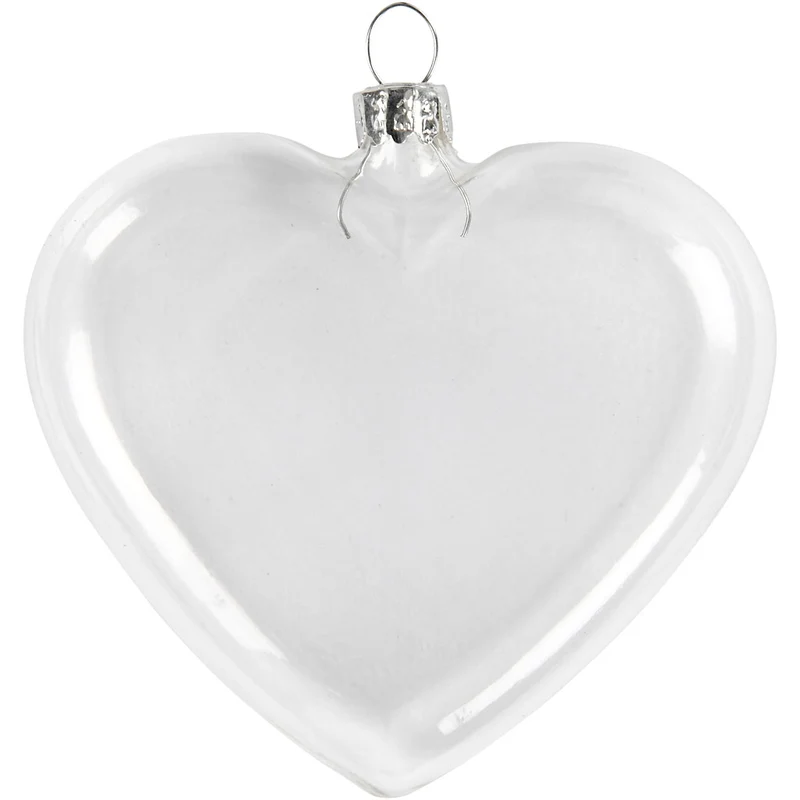 Glashjärta, H: 9 cm, B: 7.8 cm, tjocklek 2,1 cm, 6 st./ 1 förp. [HOB-55953]
