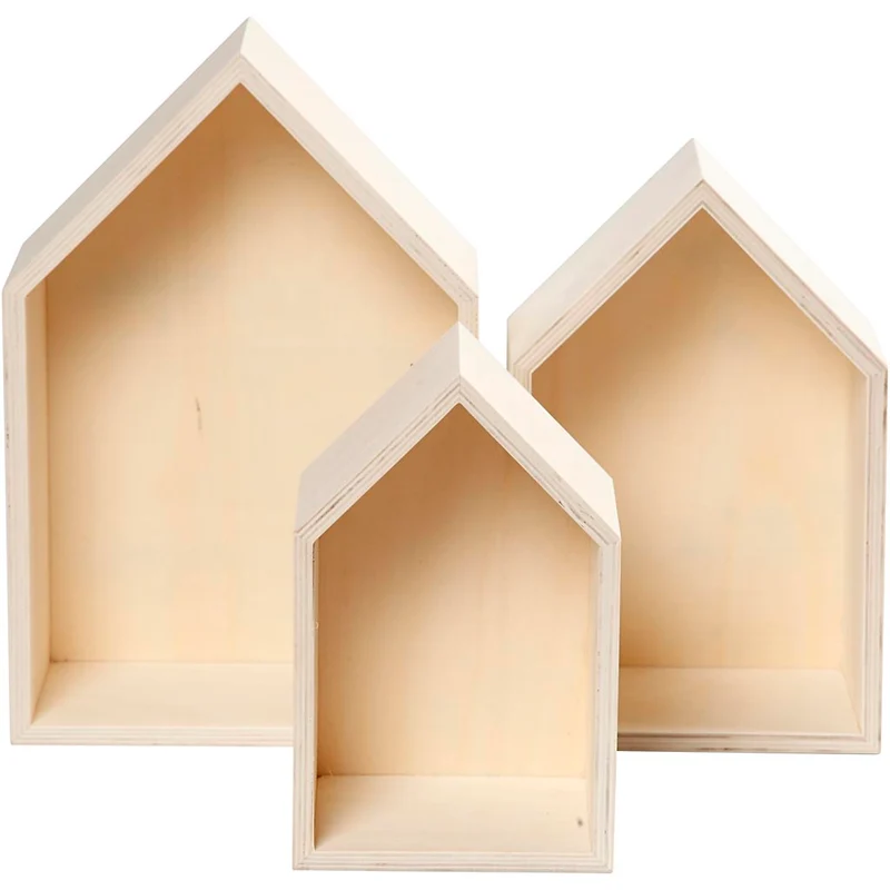 Förvaringslådor, houses, H: 20,3+25,3+31 cm, D: 10 cm, B: 13+16,2+20 cm, 3 st./ 1 set [HOB-55920]