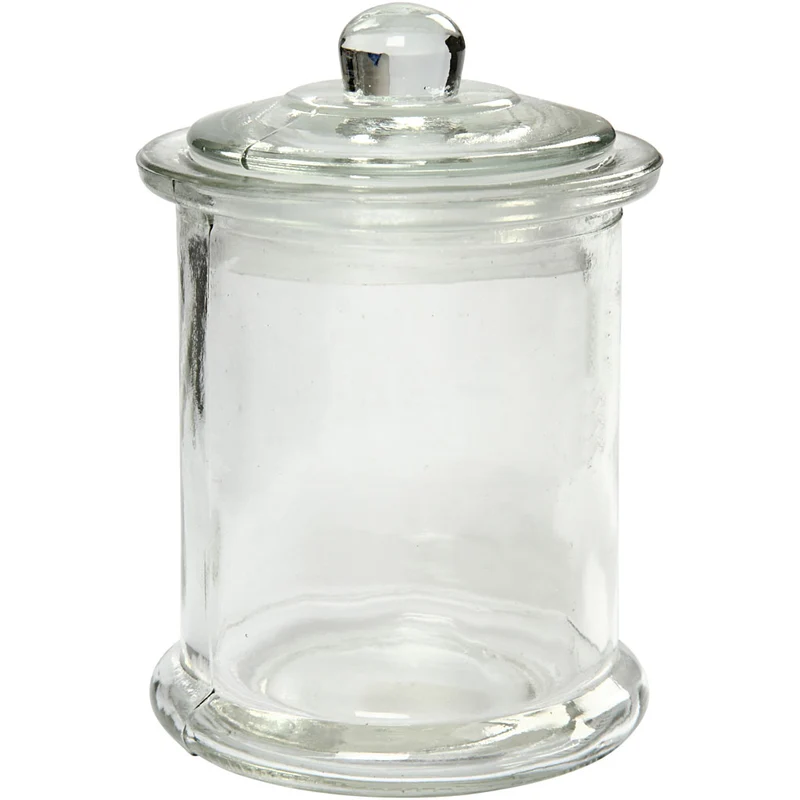 Glasburk med lock, H: 14,5 cm, Dia. 8 cm, 10 st./ 1 förp. [HOB-55782]