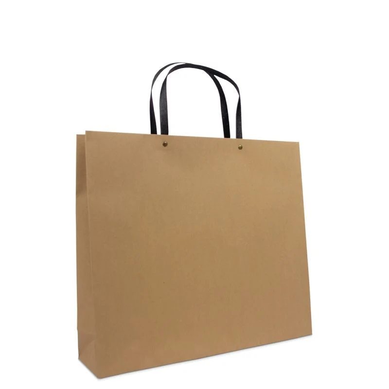 Ekologiska Papperskassar med svarta krafthandtag 40 + 10 x 35 cm Brun (100 st.) [FP-DPK124]