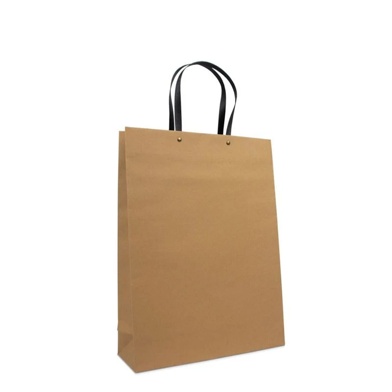Ekologiska Papperskassar med svarta krafthandtag 30 + 10 x 40 cm Brun (100 st.) [FP-DPK123]