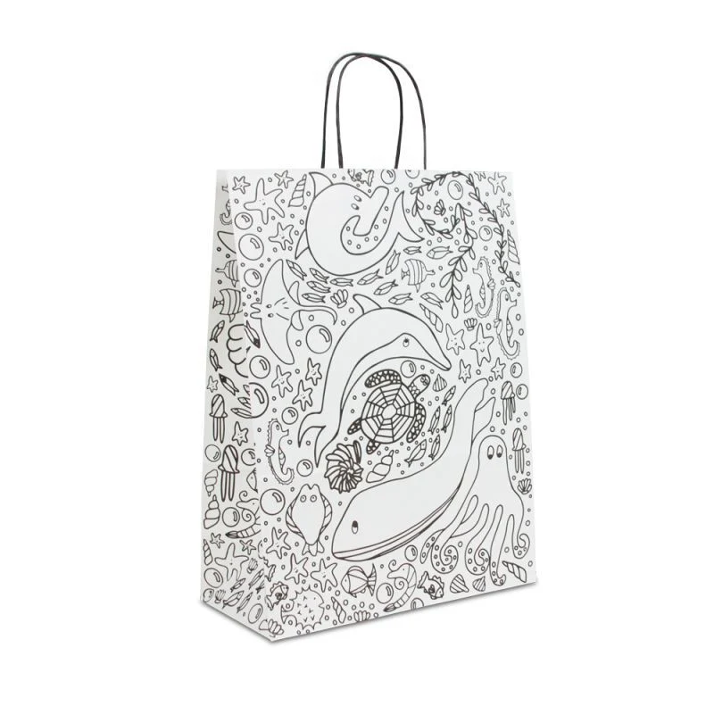 Papperskassar med tvinnade handtag Målarbild 26 + 12 x 35 cm Vit (250 st.) [FP-DPT111]