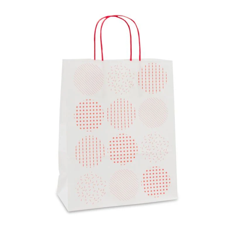 Papperskassar med tvinnade handtag Cirklar 22 + 10 x 28 cm Vit (250 st.) [FP-DPT109]