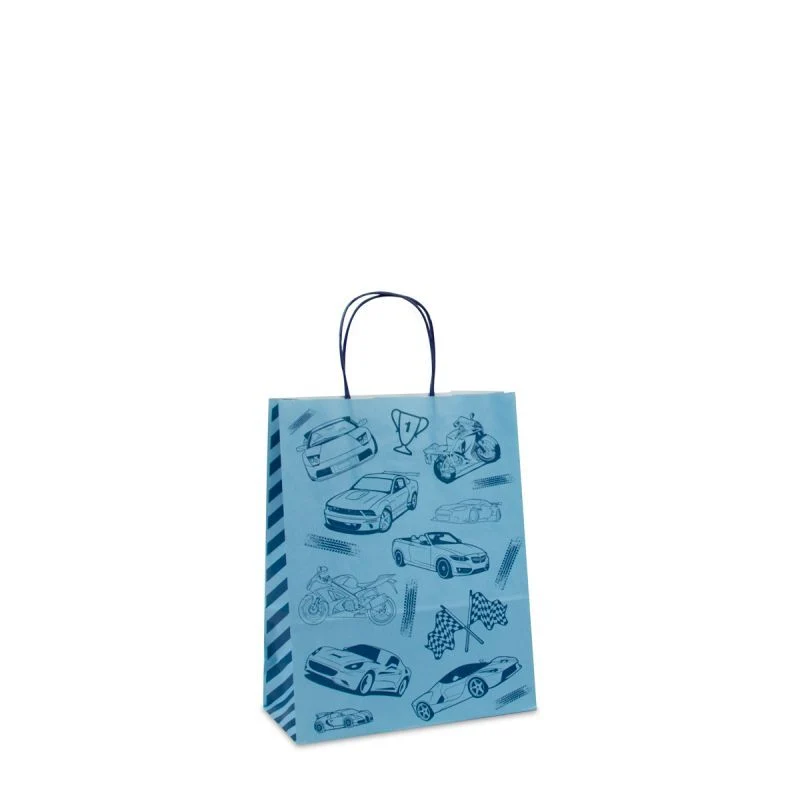 Papperskassar med tvinnade handtag Race 22 + 10 x 28 cm Blå (250 st.) [FP-DPT092]