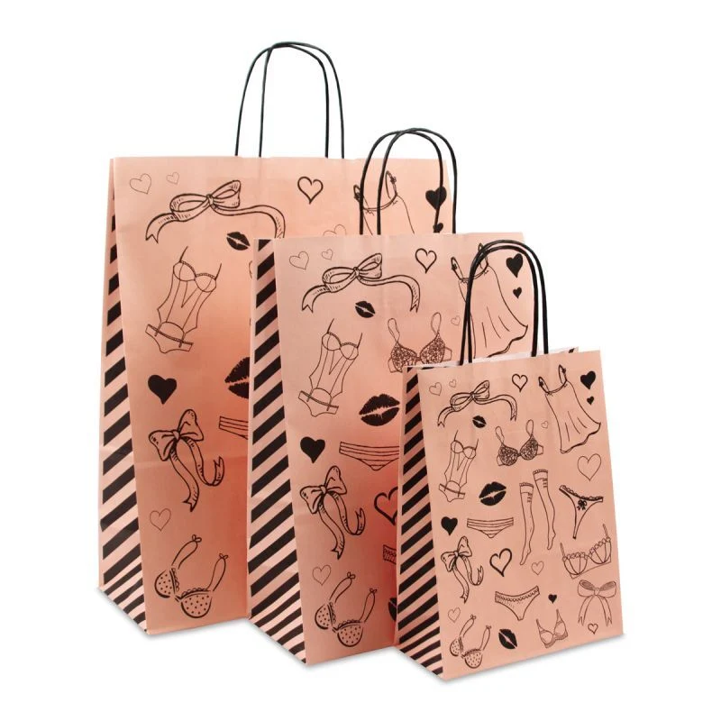 Papperskassar med tvinnade handtag Lingerie 18 + 8 x 24 cm Ljusrosa (300 st.) [FP-DPT089]