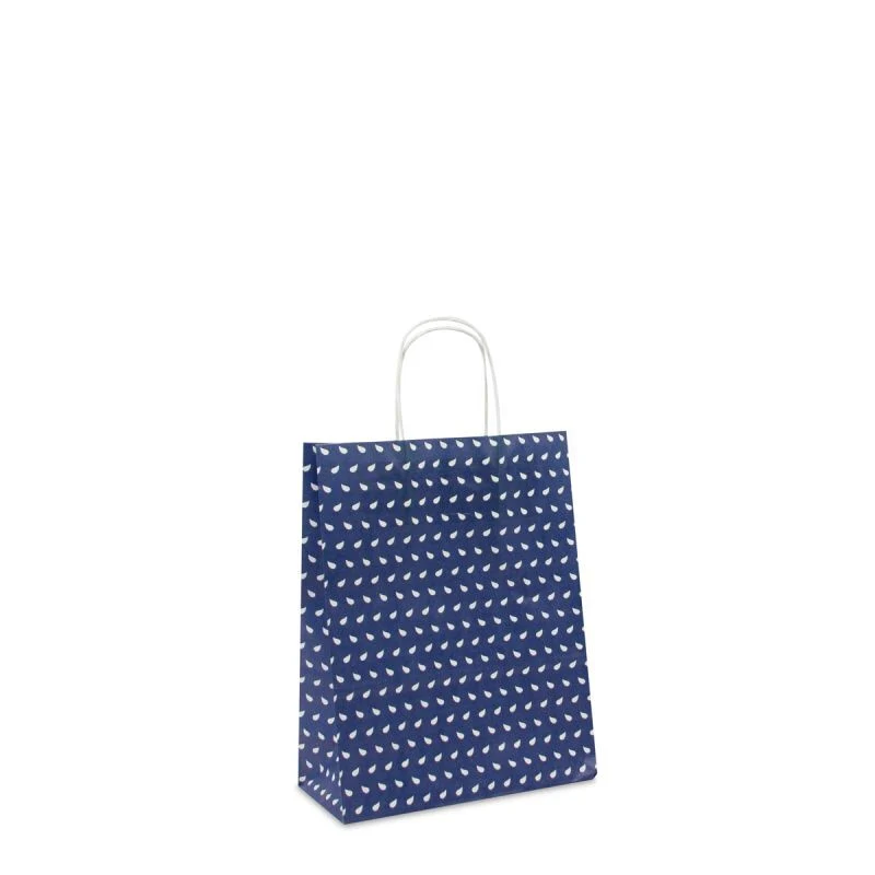 Papperskassar med tvinnade handtag Wave 22 + 10 x 28 cm Mörkblå (250 st.) [FP-DPT086]
