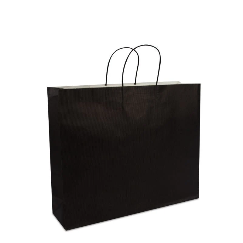 Papperskassar Svart 42 + 12 x 35 cm Tvinnade handtag + Bottenkartong (250 st.) [FP-002042]
