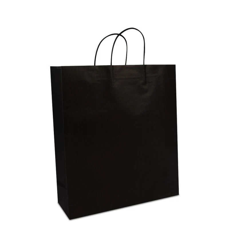 Papperskassar Svart 35 + 12 x 40 cm Tvinnade handtag + Bottenkartong (250 st.) [FP-002040]