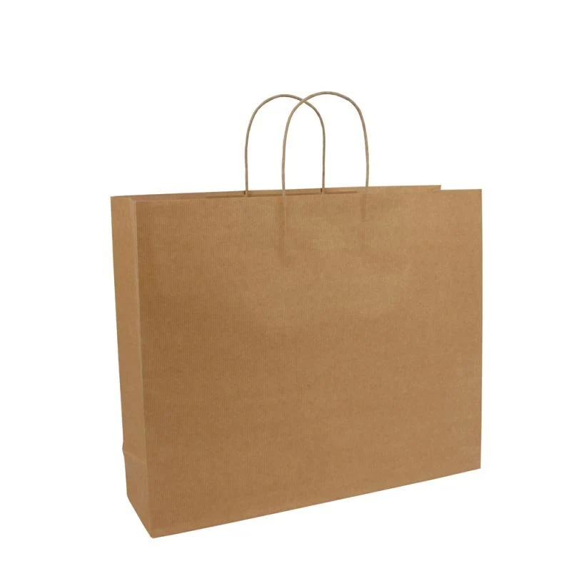 Papperskassar Brun 42 + 12 x 35 cm Tvinnade handtag + Bottenkartong (100 st.) [FP-008042]