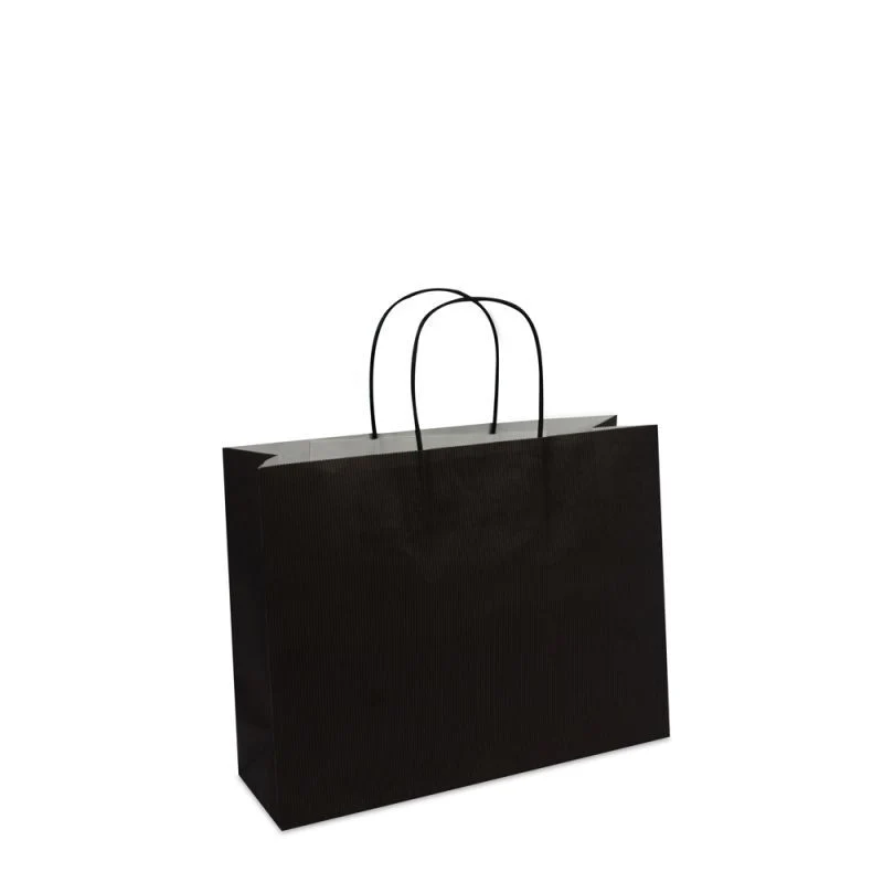 Papperskassar Svart 32 + 10 x 25 cm Tvinnade handtag + Bottenkartong (250 st.) [FP-002032]