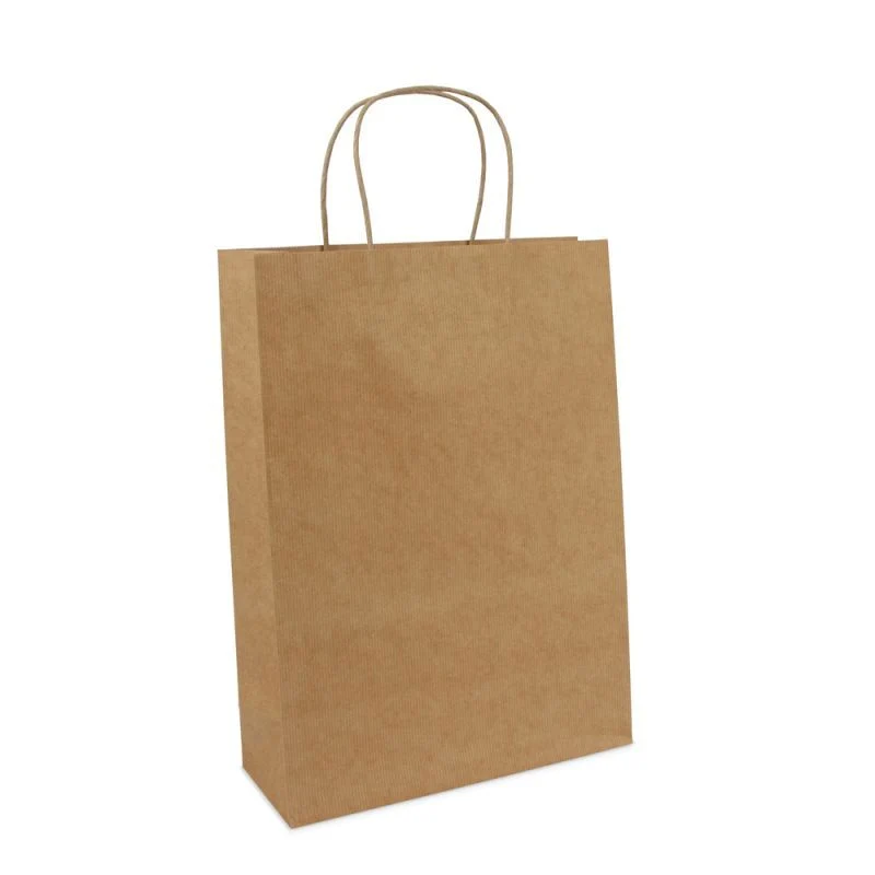 Papperskassar Brun 25 + 10 x 35 cm Tvinnade handtag + Bottenkartong (100 st.) [FP-008035]