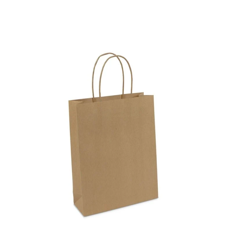 Papperskassar Brun 18 + 7 x 24 cm Tvinnade handtag + Bottenkartong (250 st.) [FP-008024]
