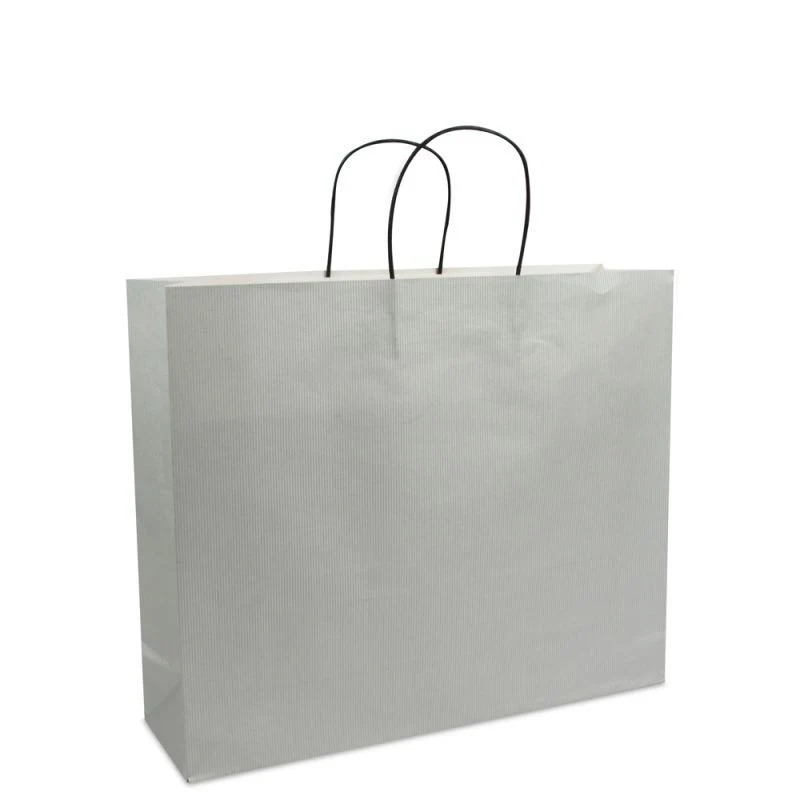 Papperskassar Silver 42 + 12 x 35 cm Tvinnade handtag + Bottenkartong (250 st.) [FP-007042]