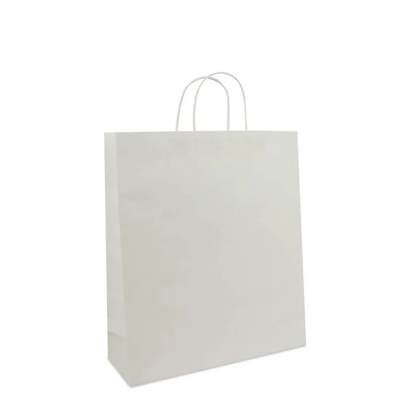 Papperskassar Vit 35 + 12 x 40 cm Tvinnade handtag + Bottenkartong (100 st.) [FP-001040]