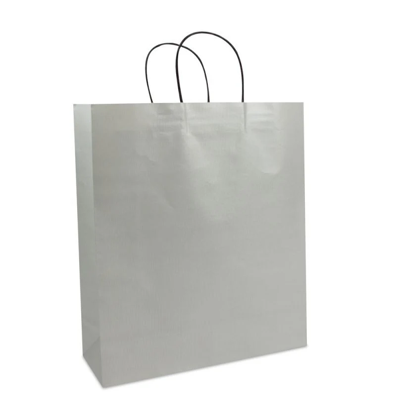 Papperskassar Silver 35 + 12 x 40 cm Tvinnade handtag + Bottenkartong (250 st.) [FP-007040]