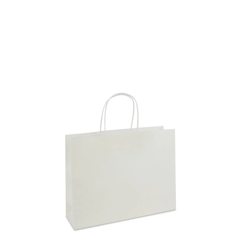 Papperskassar Vit 32 + 10 x 25 cm Tvinnade handtag + Bottenkartong (250 st.) [FP-001032]