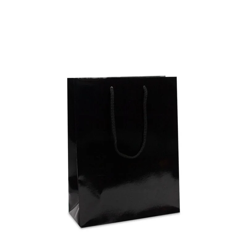 Glansiga Papperskassar 25 + 11 x 33 cm Svart (100 st.) [FP-DPK068]