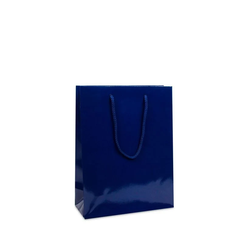 Glansiga Papperskassar 20 + 8 x 26 cm Mörkblå (100 st.) [FP-DPK027]