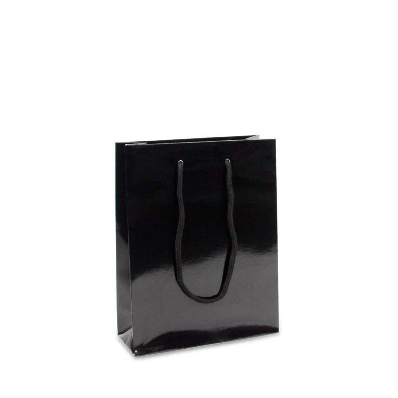 Glansiga Papperskassar 20 + 8 x 26 cm Svart (100 st.) [FP-DPK023]