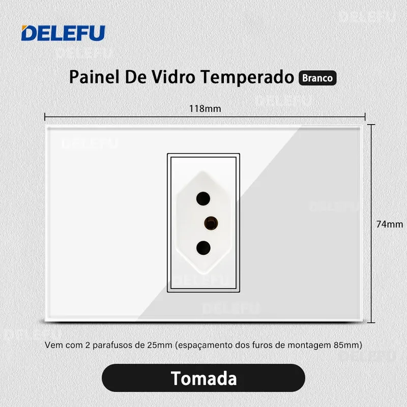 DELEFU Tempered Glass Smart Wall Socket with USB-C | Tuya WiFi | 10A–20A