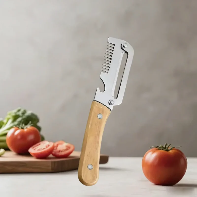 Stainless Steel Vegetable Peeler with Wooden Handle