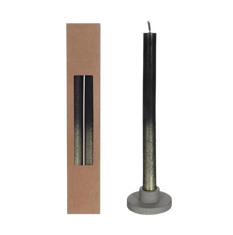 Ljus för middagar Svart med Guld Spray Ø2.1/h. 25cm (1 set) [IFS-32318]