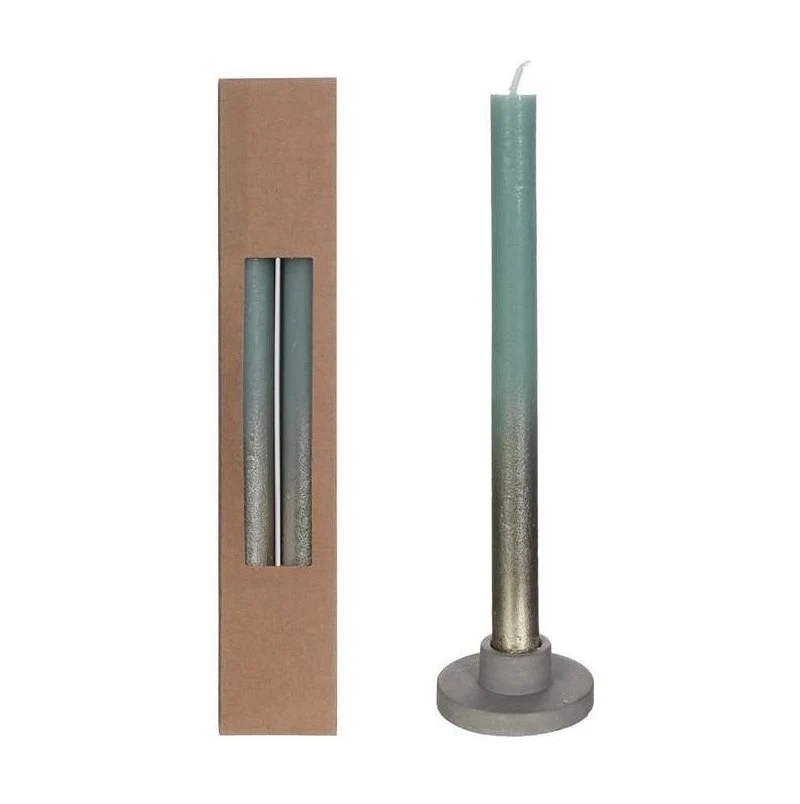 Ljus för middagar Eukalyptus Grön med Guld Spray Ø2.1/h. 25cm (1 set) [IFS-32315]