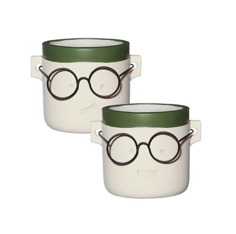 Kruka Harry Vit/Grön 2 typer Ø10 h.10 cm (6 st) [IFS-33103]