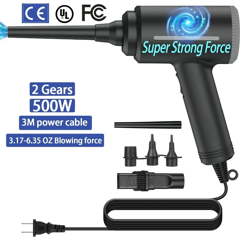 500W Electric Air Duster & Air Pump 2-in-1 — Compressed Air Cleaner for PC, Laptop, Keyboard