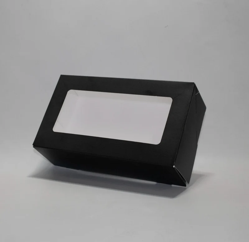 Svart presentförpackning es Window Box med fönstret 21.5x6.4x12 cm (125 st) [TB2112B]